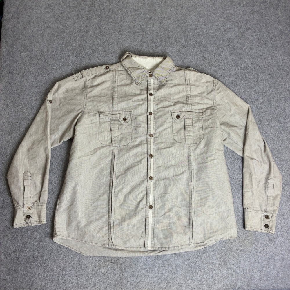 Sacred Cult Men's XL Striped Button Down Shirt Long Sleeve Y2K Skater Emo Grunge
